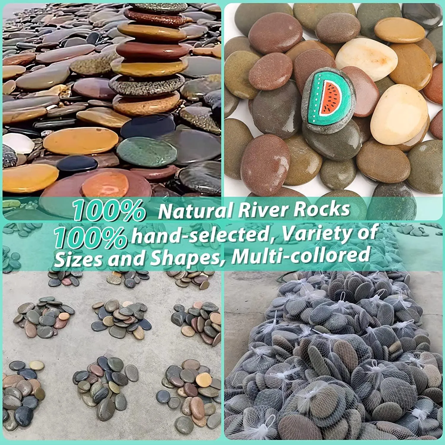 10PCS Extra-Large River Rocks for Painting,Multi-Color Painting Stones,3.3-4.5 Inch Smooth