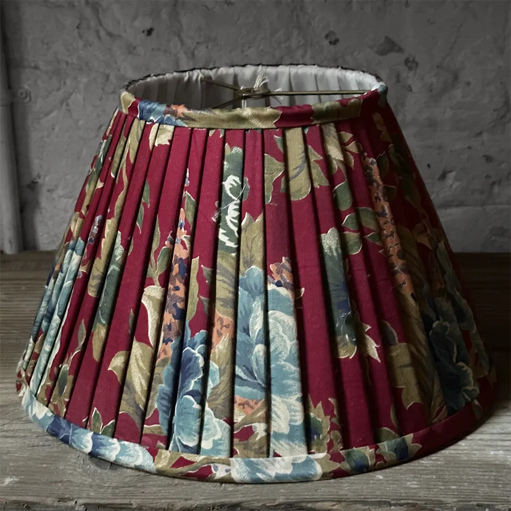 14" Saved NY Pleated Fabric Lampshade Pair K