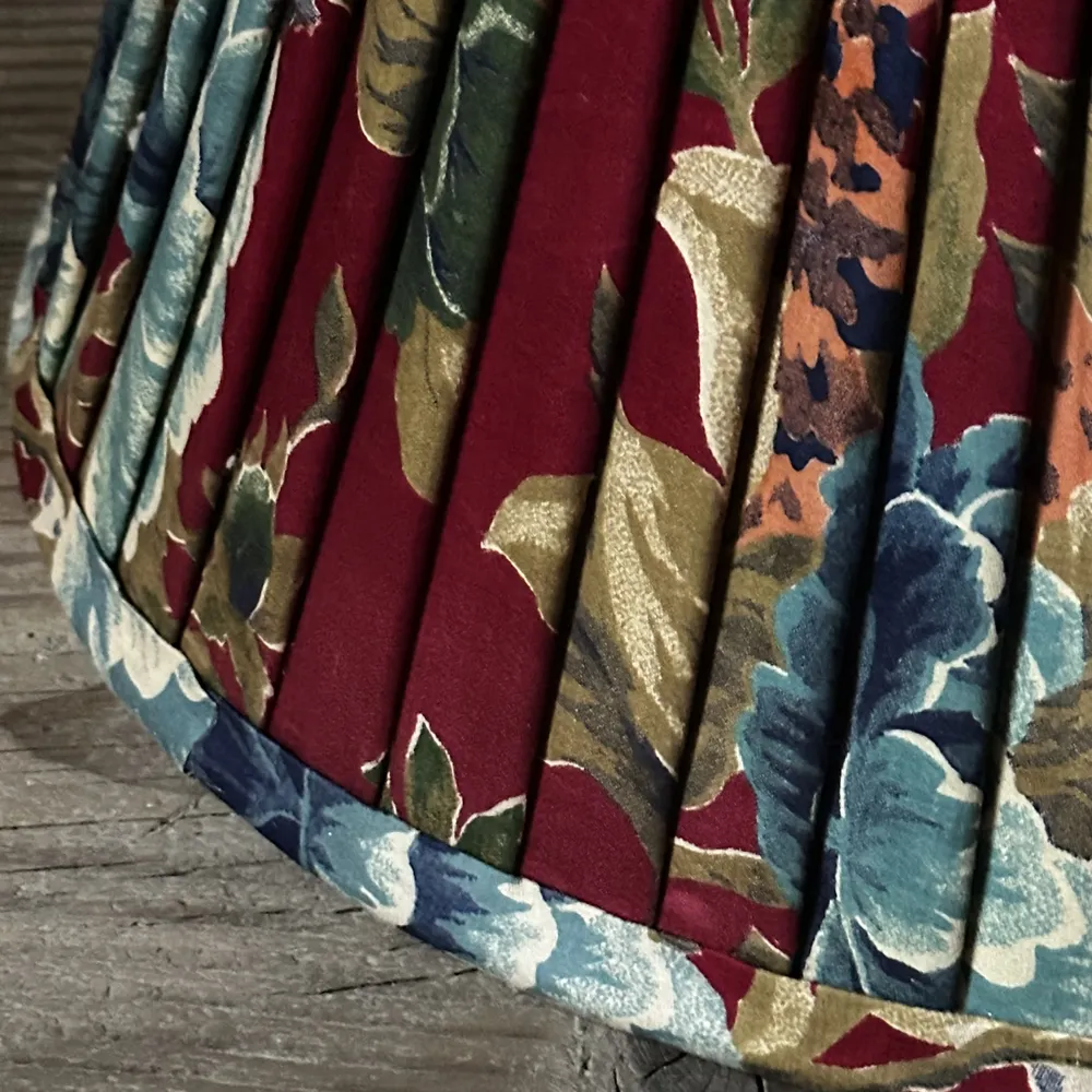 14" Saved NY Pleated Fabric Lampshade Pair K