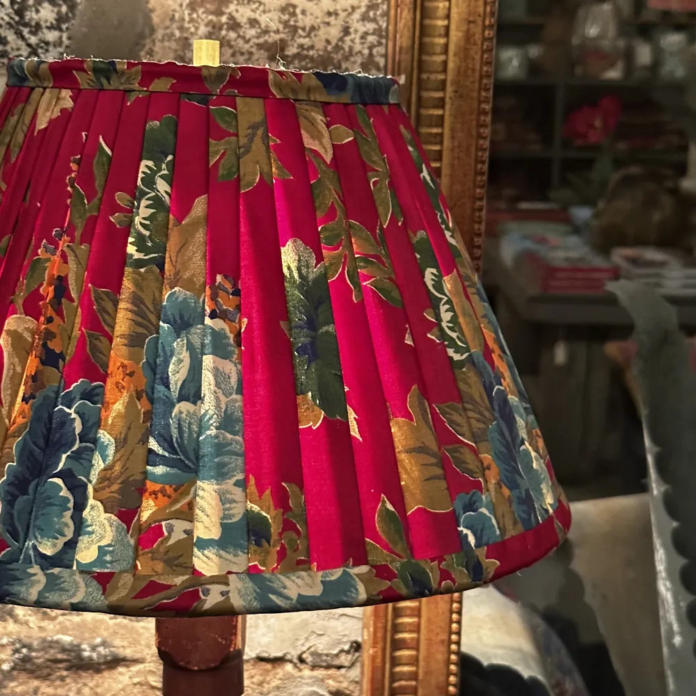 14" Saved NY Pleated Fabric Lampshade Pair K