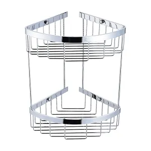 2-Tier Corner Bathroom Basket Shelf Rail Rack