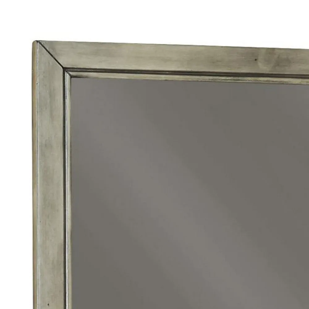 36" Square Bedroom Mirror with Wood Frame, Gray By Casagear Home