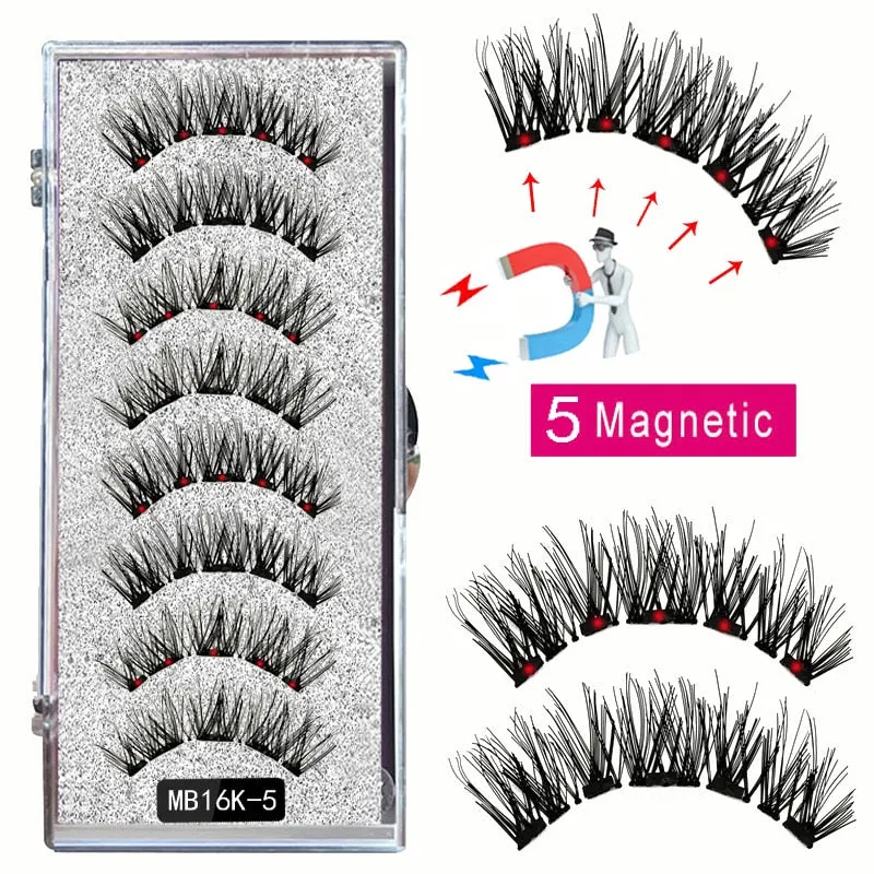 8PCS 5 Magnetic eyelashes with 4 pairs magnets magnetic lashes natural Mink eye lashes with tweezers