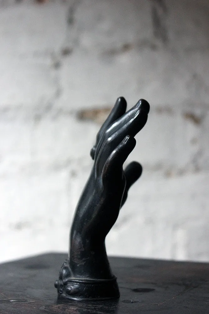 A Good Quality Victorian Dark Patinated Cast Iron Paperweight in the Form of a Ladies Hand c.1870-80