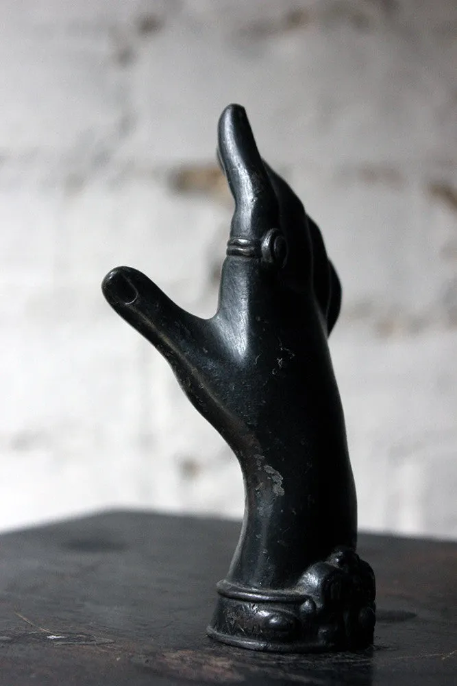 A Good Quality Victorian Dark Patinated Cast Iron Paperweight in the Form of a Ladies Hand c.1870-80