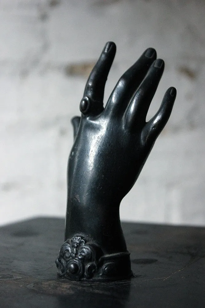 A Good Quality Victorian Dark Patinated Cast Iron Paperweight in the Form of a Ladies Hand c.1870-80