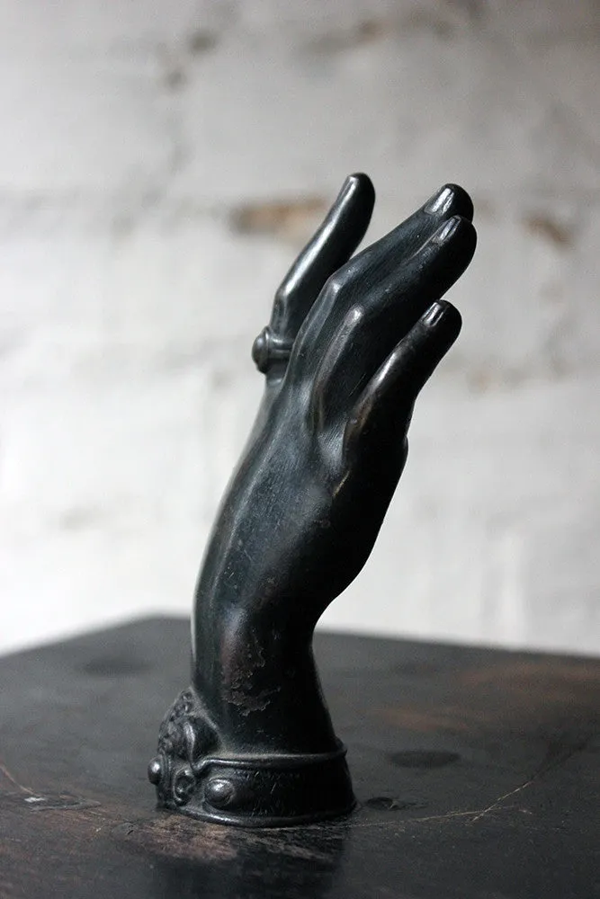 A Good Quality Victorian Dark Patinated Cast Iron Paperweight in the Form of a Ladies Hand c.1870-80