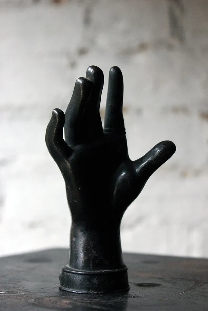 A Good Quality Victorian Dark Patinated Cast Iron Paperweight in the Form of a Ladies Hand c.1870-80