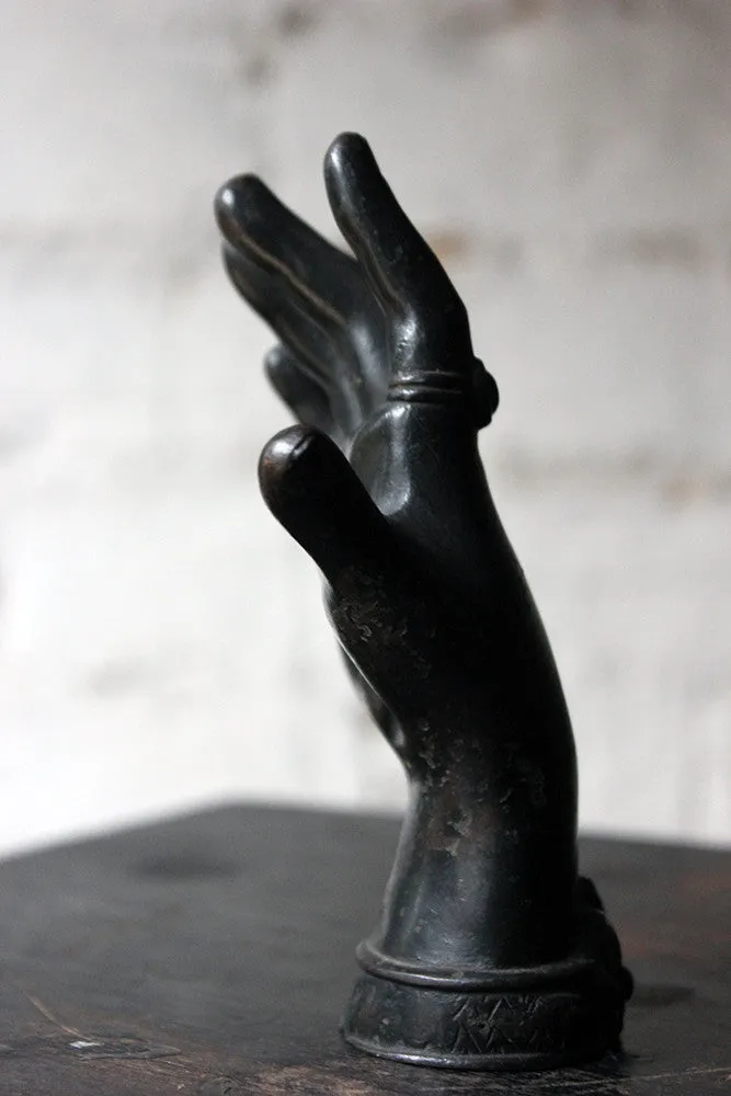A Good Quality Victorian Dark Patinated Cast Iron Paperweight in the Form of a Ladies Hand c.1870-80