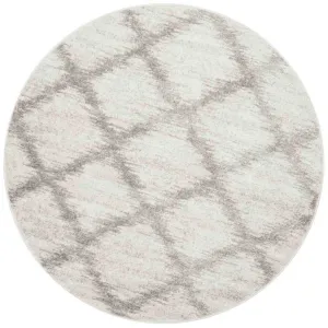 Adirondack Diamond Ivory/Silver Round Rug