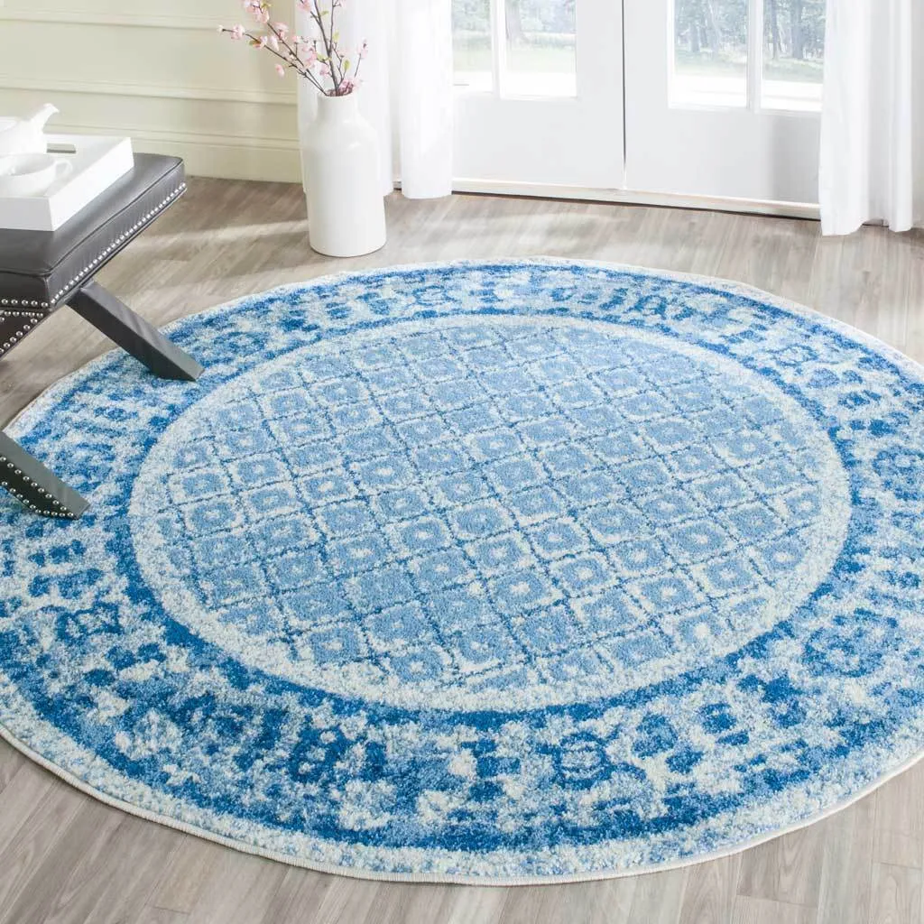Adirondack Diamond Silver/Blue Round Rug