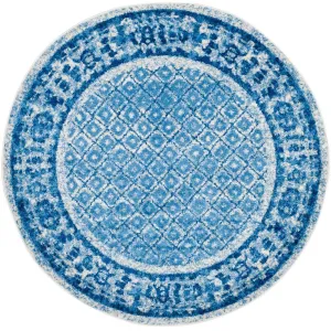 Adirondack Diamond Silver/Blue Round Rug
