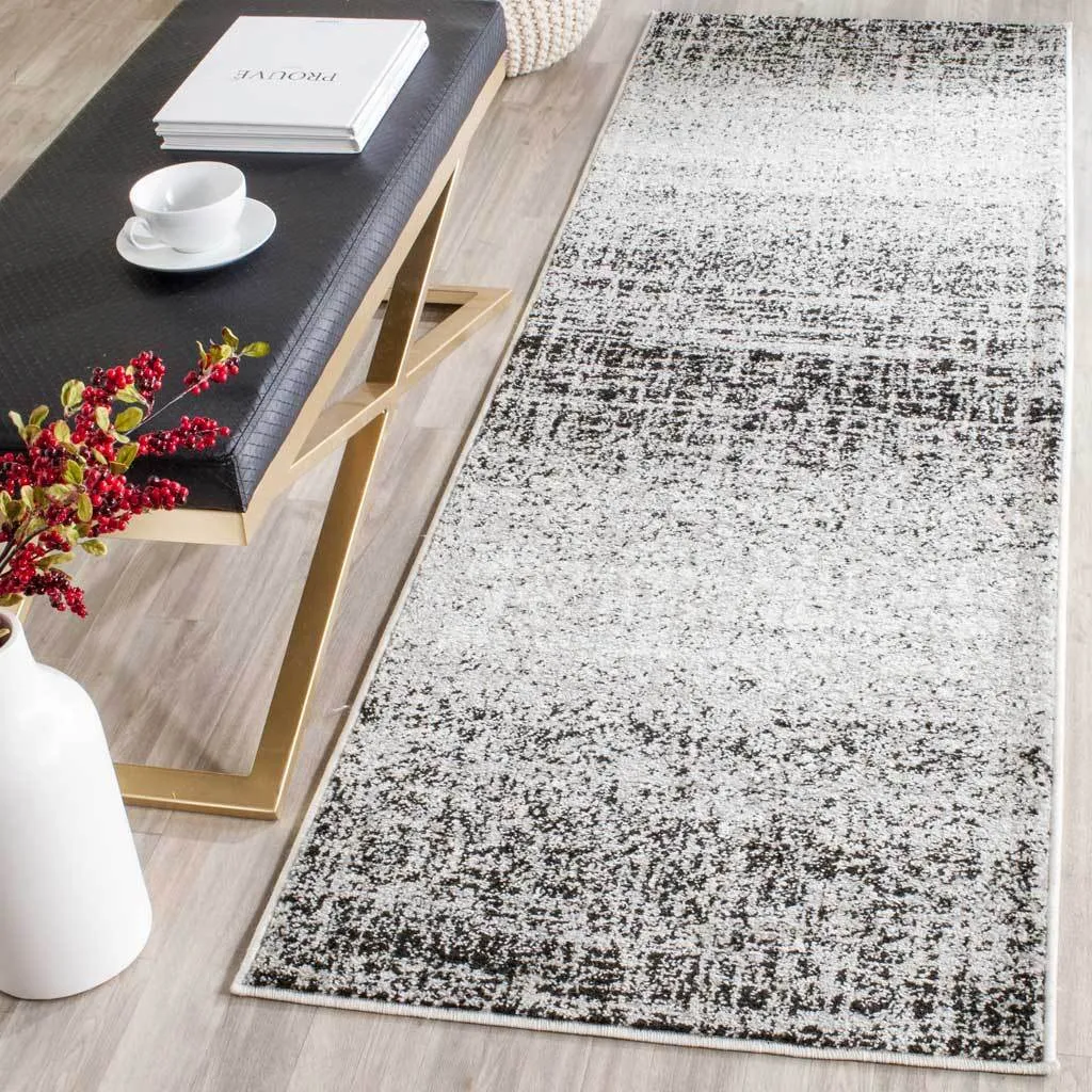 Adirondack Frequency Silver/Black Runner Rug