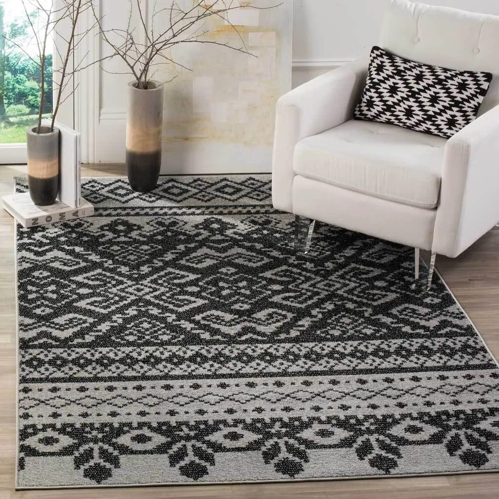 Adirondack Tribal Silver/Black Area Rug