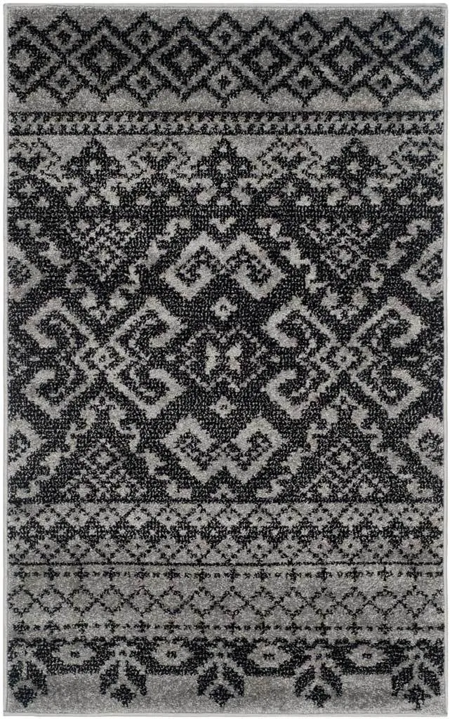 Adirondack Tribal Silver/Black Area Rug