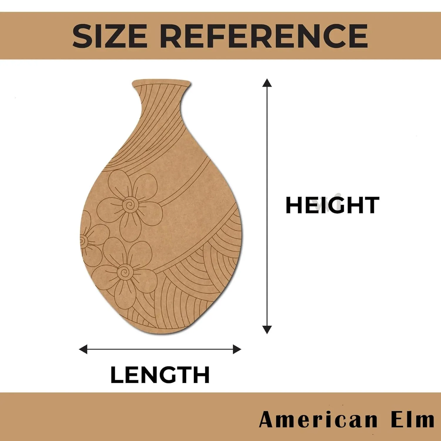 American Elm Pack of 2 Wooden Flower Vase Pre-Marked MDF Craft Shapes, DIY Home Decor Vase Cutouts | Unfinished Wood Craft for  Art Projects, 12 Inch