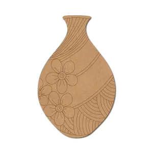 American Elm Pack of 2 Wooden Flower Vase Pre-Marked MDF Craft Shapes, DIY Home Decor Vase Cutouts | Unfinished Wood Craft for  Art Projects, 12 Inch