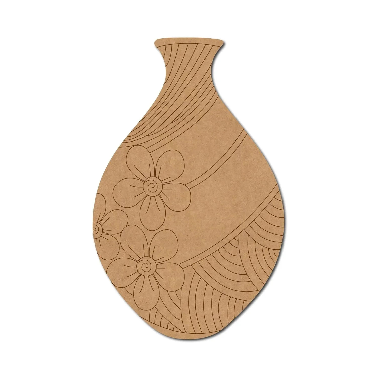 American Elm Pack of 2 Wooden Flower Vase Pre-Marked MDF Craft Shapes, DIY Home Decor Vase Cutouts | Unfinished Wood Craft for  Art Projects, 12 Inch