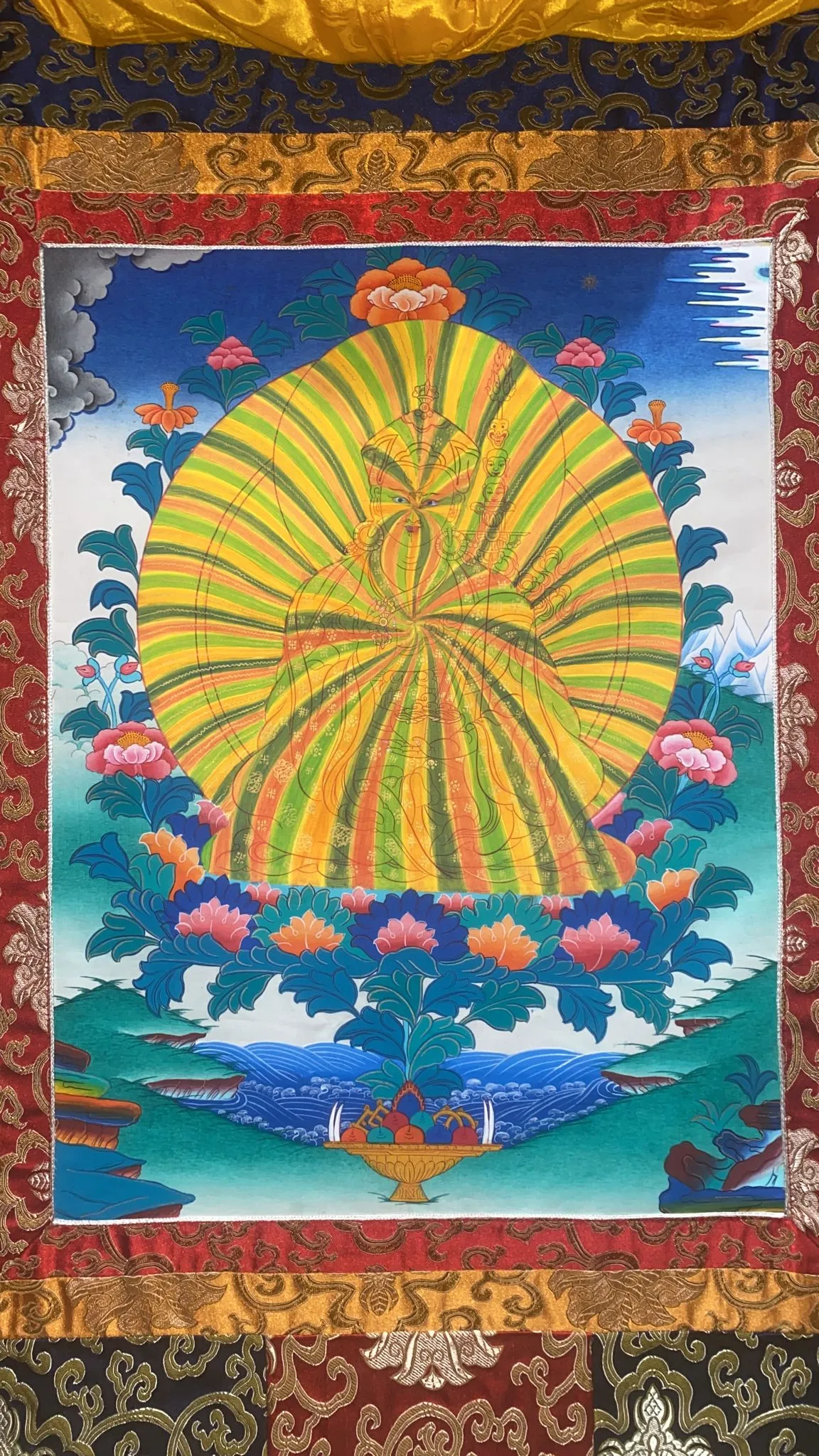 Antique Rainbow Padmasambhava Jumbo Thangka Painting
