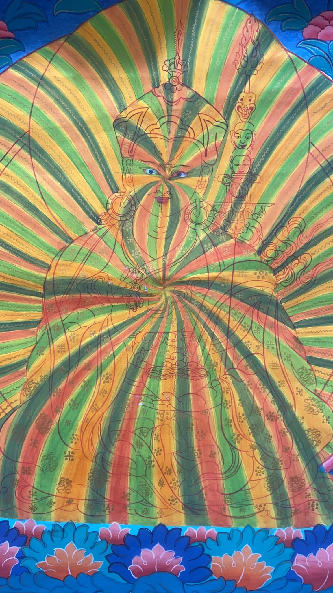 Antique Rainbow Padmasambhava Jumbo Thangka Painting