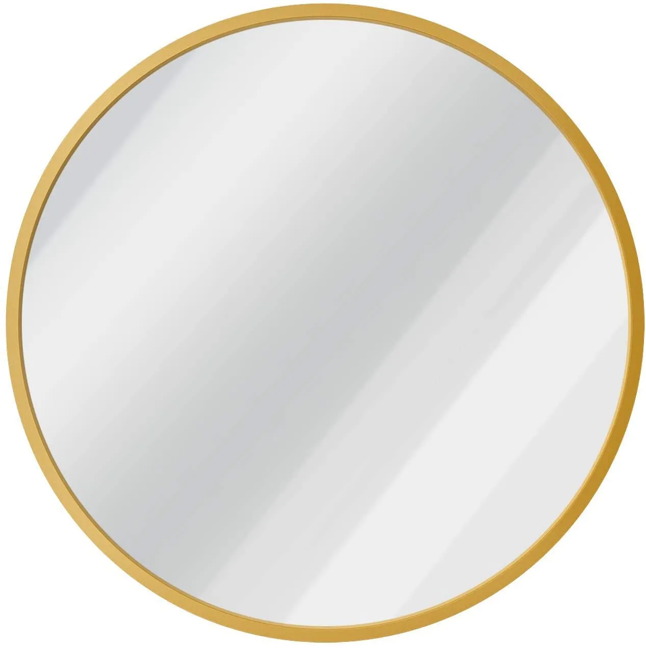 ArtKart Design Valley Round Wall Mirror Modern Design Metal Frame Hd Clear Image (Round Gold, 20 Inch) Framed
