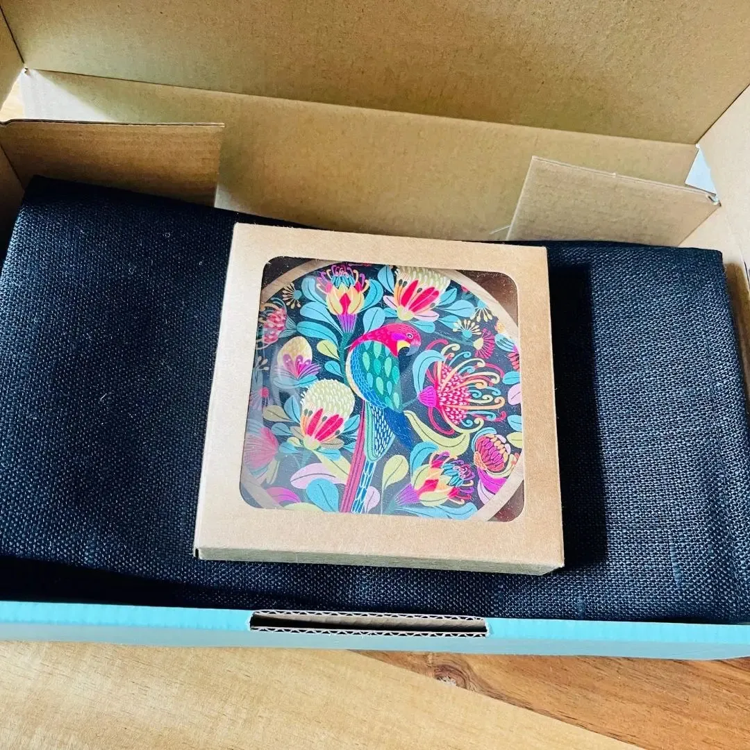 Australian Rosella Parrot Coaster & Napkin Set