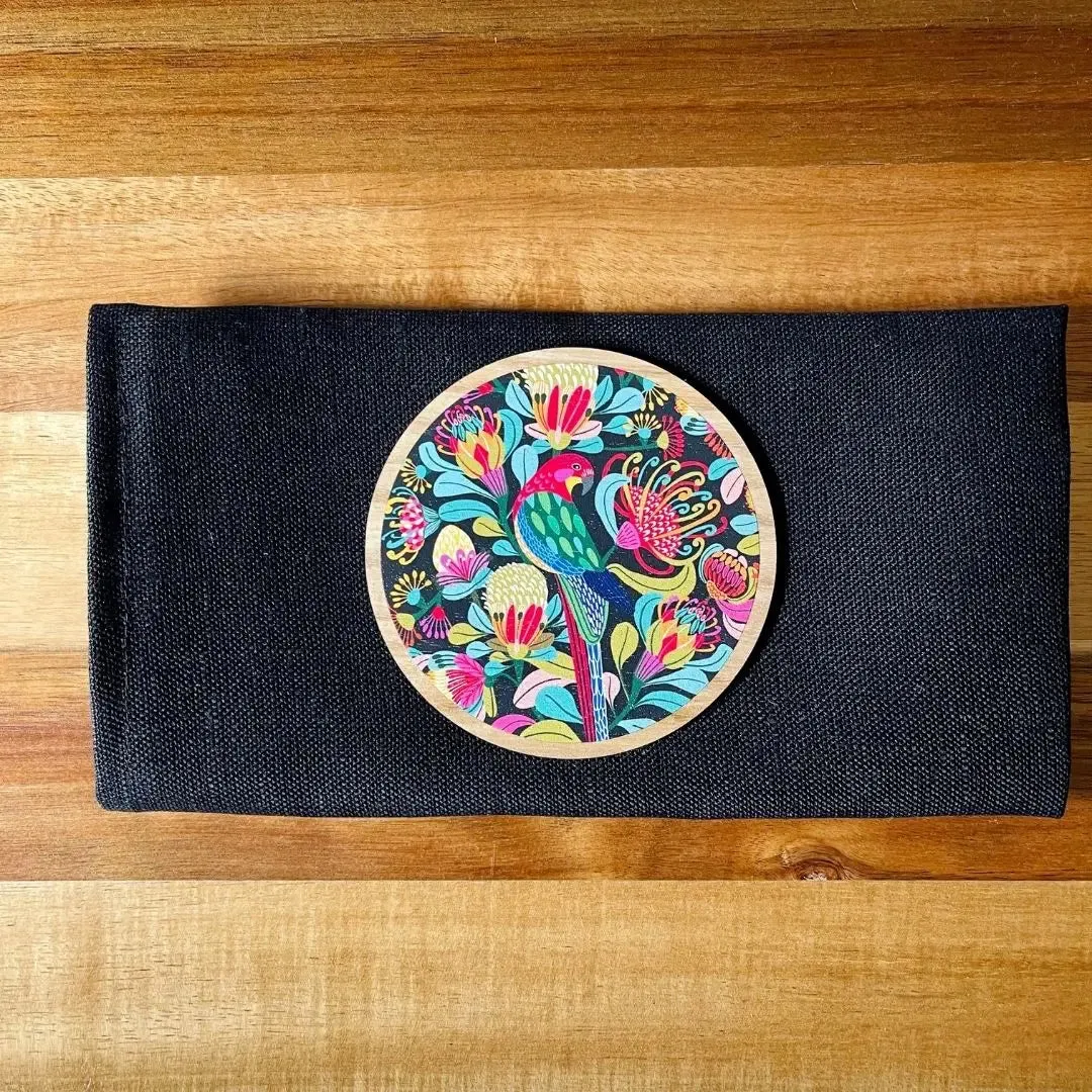 Australian Rosella Parrot Coaster & Napkin Set