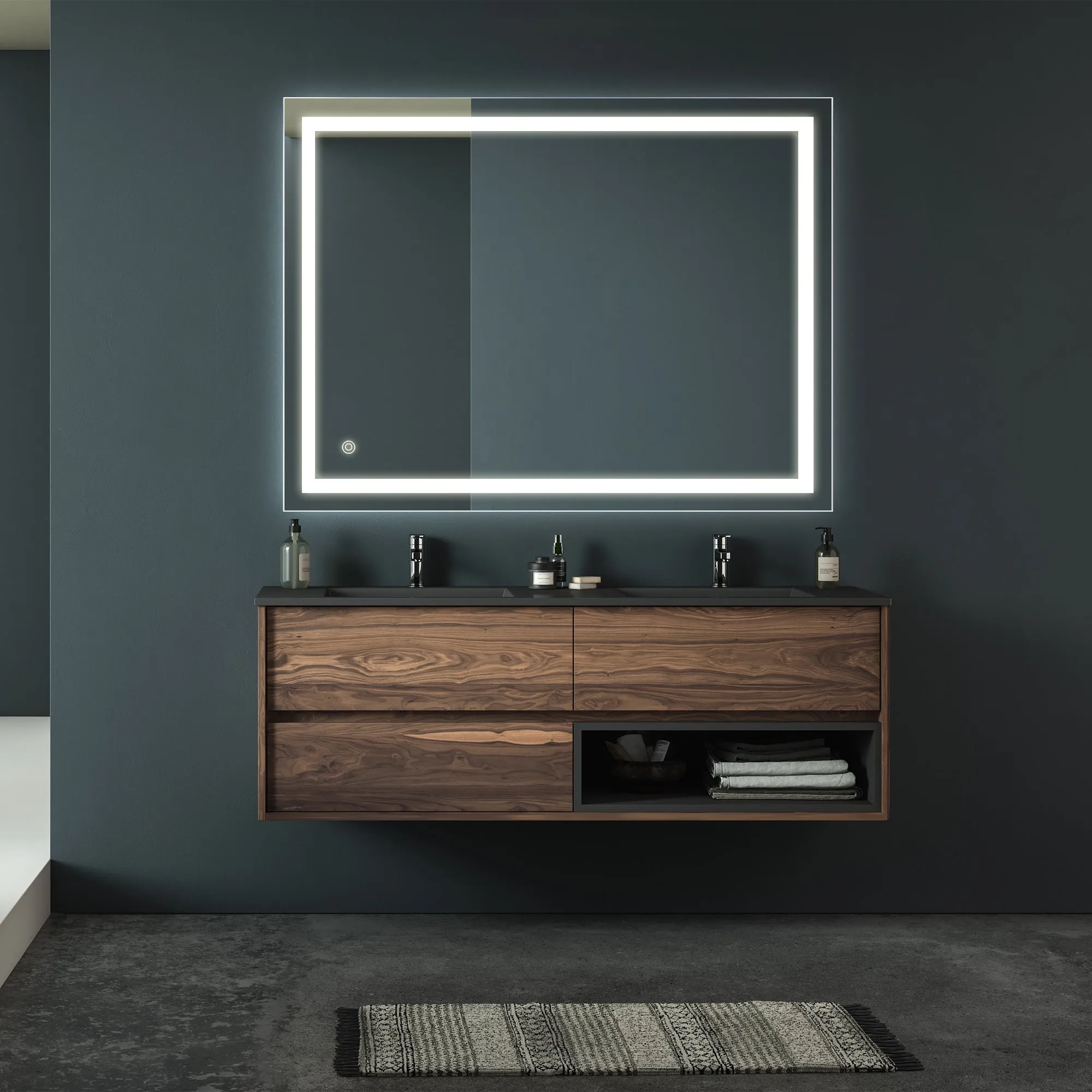 Bathroom Led Classy Vanity Mirror with High Lumen,Dimmable Touch,Wall Switch Control, Anti-Fog ,CRI 90 Adjustable 3000K-4500K-6000K ,IP54 Waterproof Energy saving Vertical & Horizontal