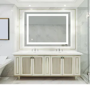 Bathroom Led Classy Vanity Mirror with High Lumen,Dimmable Touch,Wall Switch Control, Anti-Fog ,CRI 90 Adjustable 3000K-4500K-6000K ,IP54 Waterproof Energy saving Vertical & Horizontal