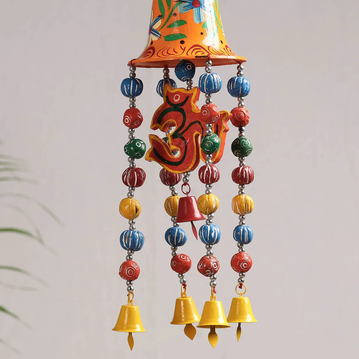 Big Bell - Banaras Handpainted Wooden & Terracotta Beads Decorative Hanging