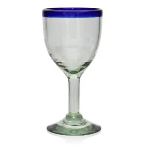 Blue Rim Wine Glass - Recycled Glass