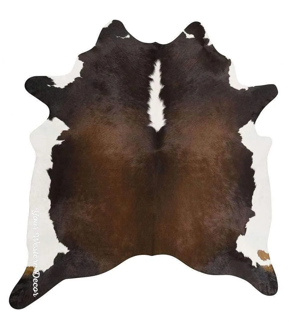 Brazilian Natural Cowhide Rug, Chocolate & White