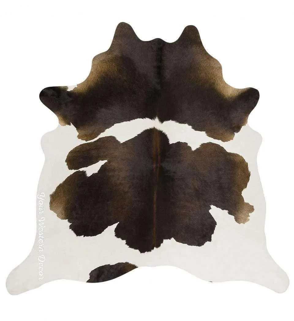Brazilian Natural Cowhide Rug, Chocolate & White