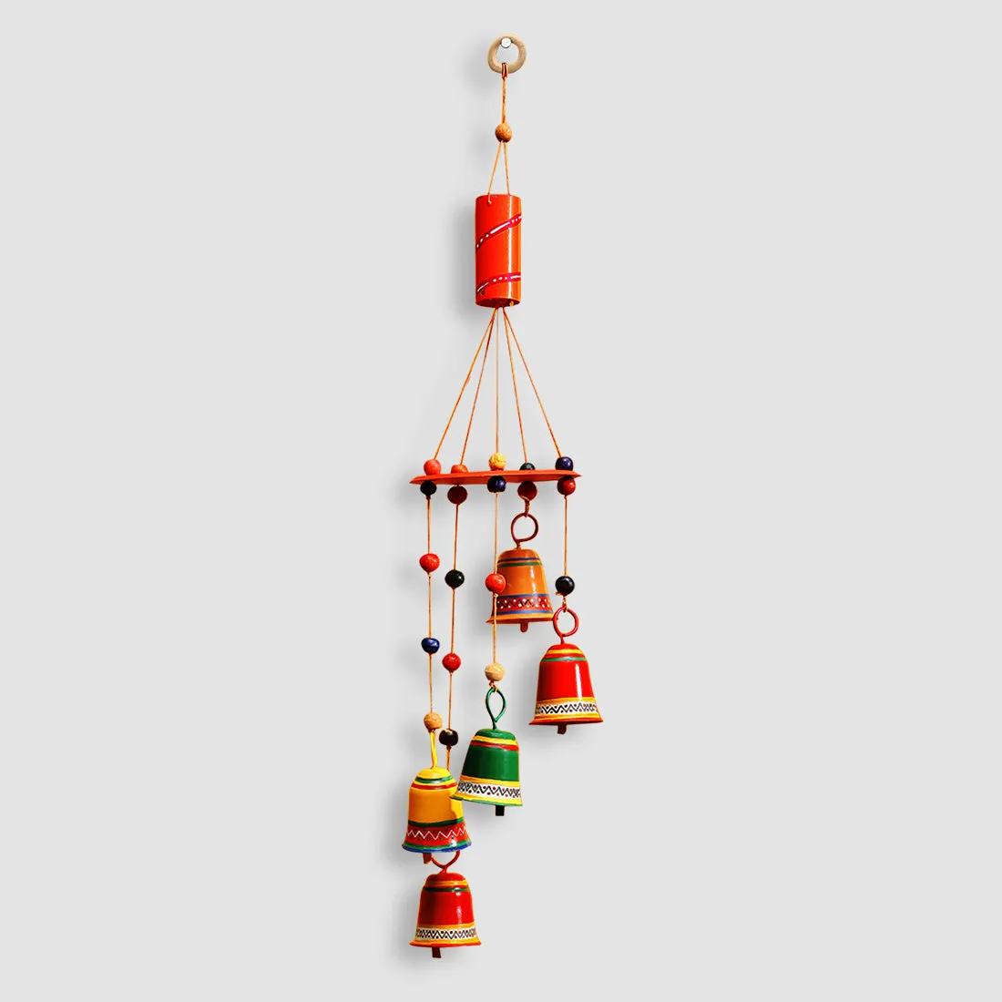 'Breezy Chiming' Hand-Painted Decorative Hanging Bells Wind Chime In Metal