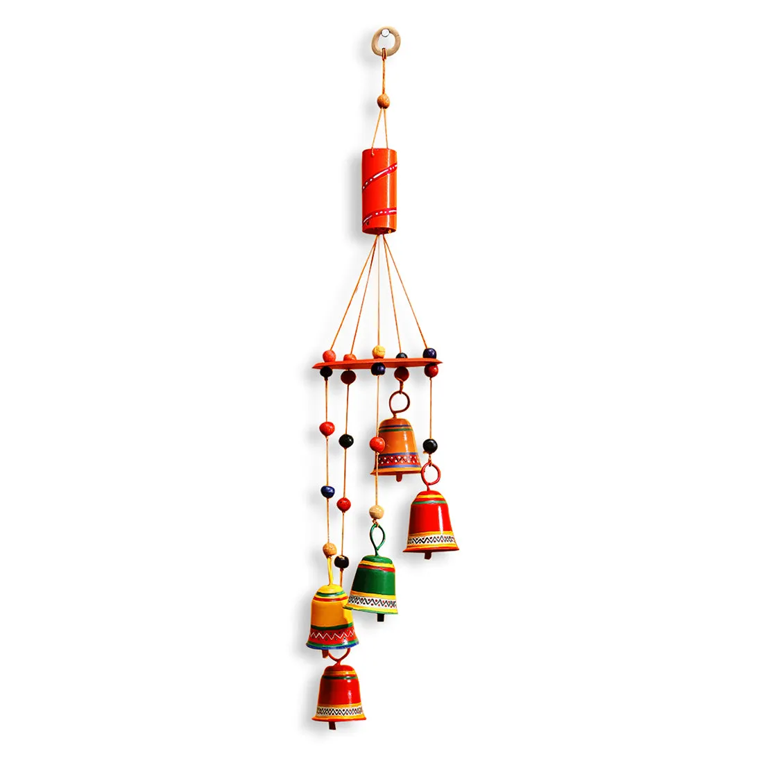 'Breezy Chiming' Hand-Painted Decorative Hanging Bells Wind Chime In Metal