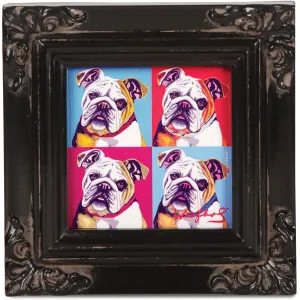 Bulldog Woofhol - 3.5" x 3.5" Framed Canvas