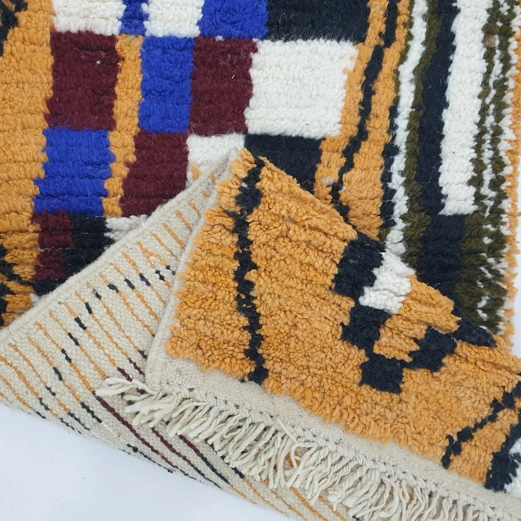 CALY Runner | 11'5x2'6 Ft | 3,5x0,79 m | Moroccan Colorful Rug | 100% wool handmade