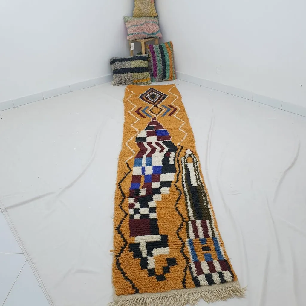 CALY Runner | 11'5x2'6 Ft | 3,5x0,79 m | Moroccan Colorful Rug | 100% wool handmade