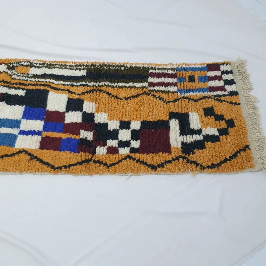 CALY Runner | 11'5x2'6 Ft | 3,5x0,79 m | Moroccan Colorful Rug | 100% wool handmade