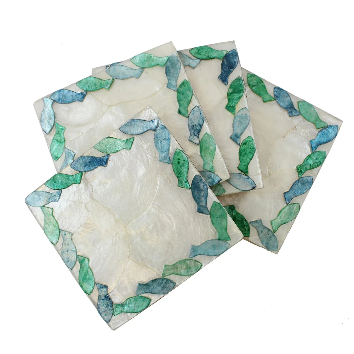 Capiz Square Coasters, Set of 4