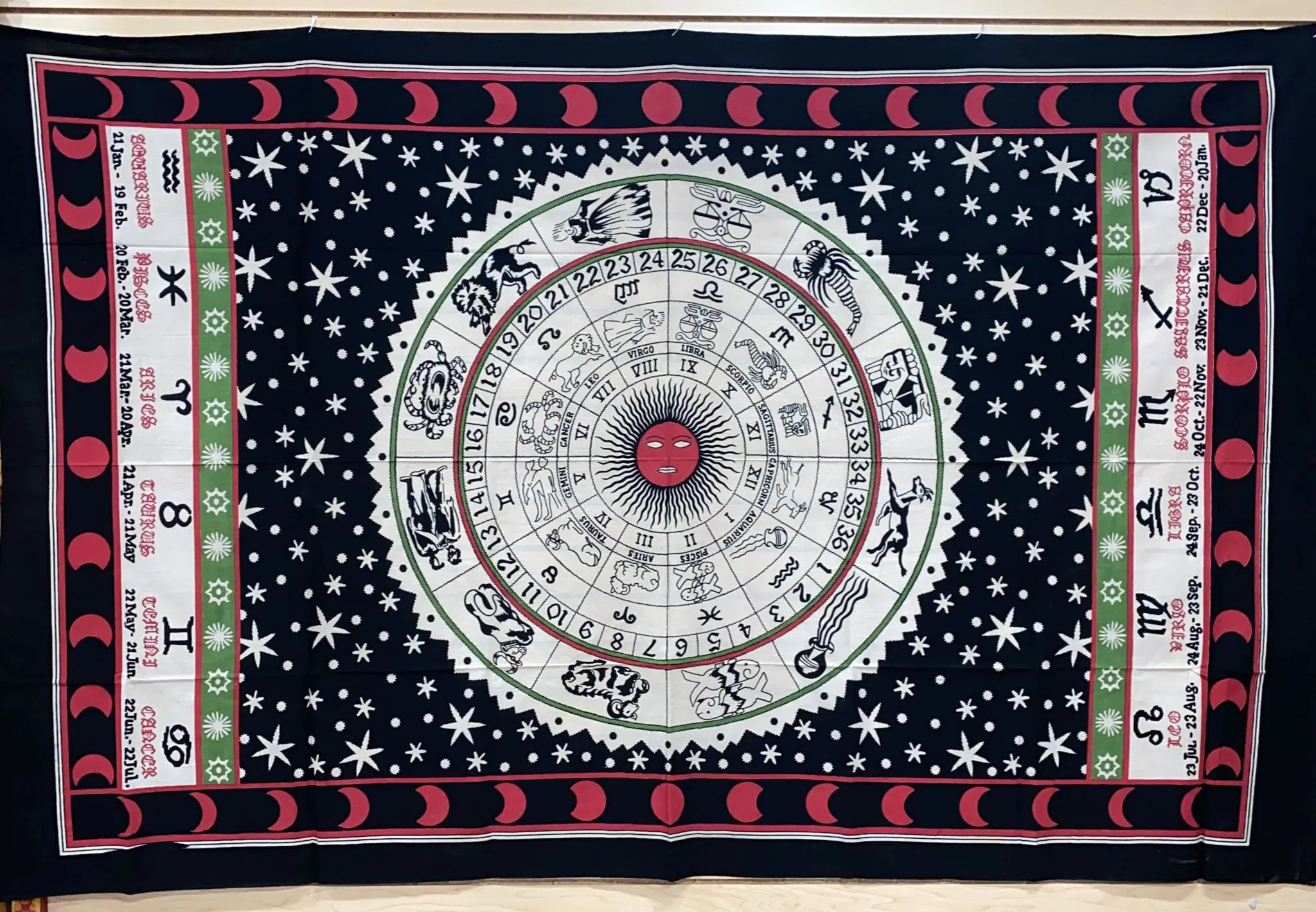Celestial Zodiac Calendar Tapestry