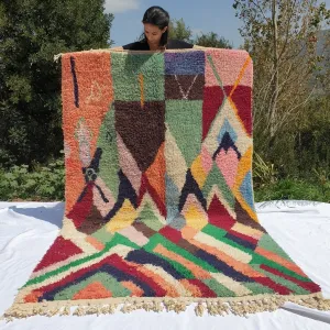CHACHRA | 8x5 Ft | 2,5x1,5 m | Moroccan Colorful Rug | 100% wool handmade