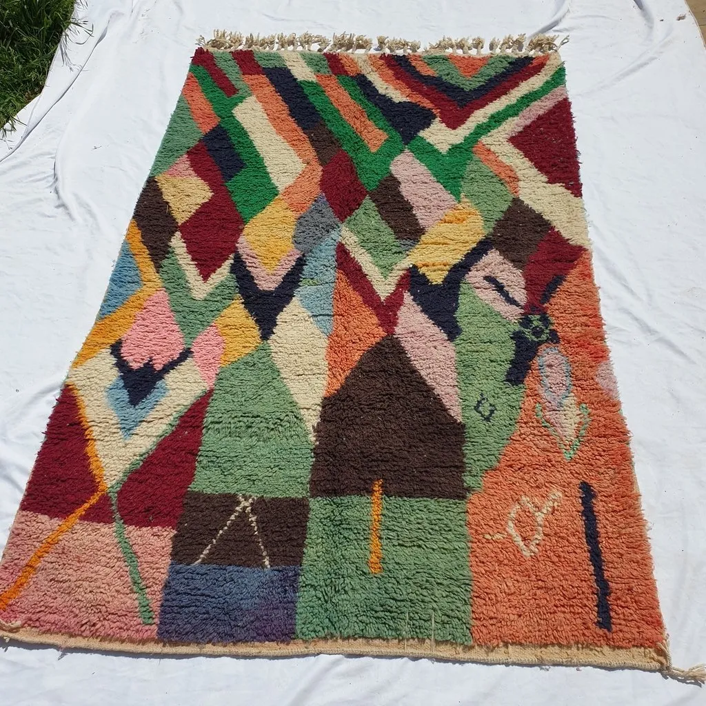 CHACHRA | 8x5 Ft | 2,5x1,5 m | Moroccan Colorful Rug | 100% wool handmade