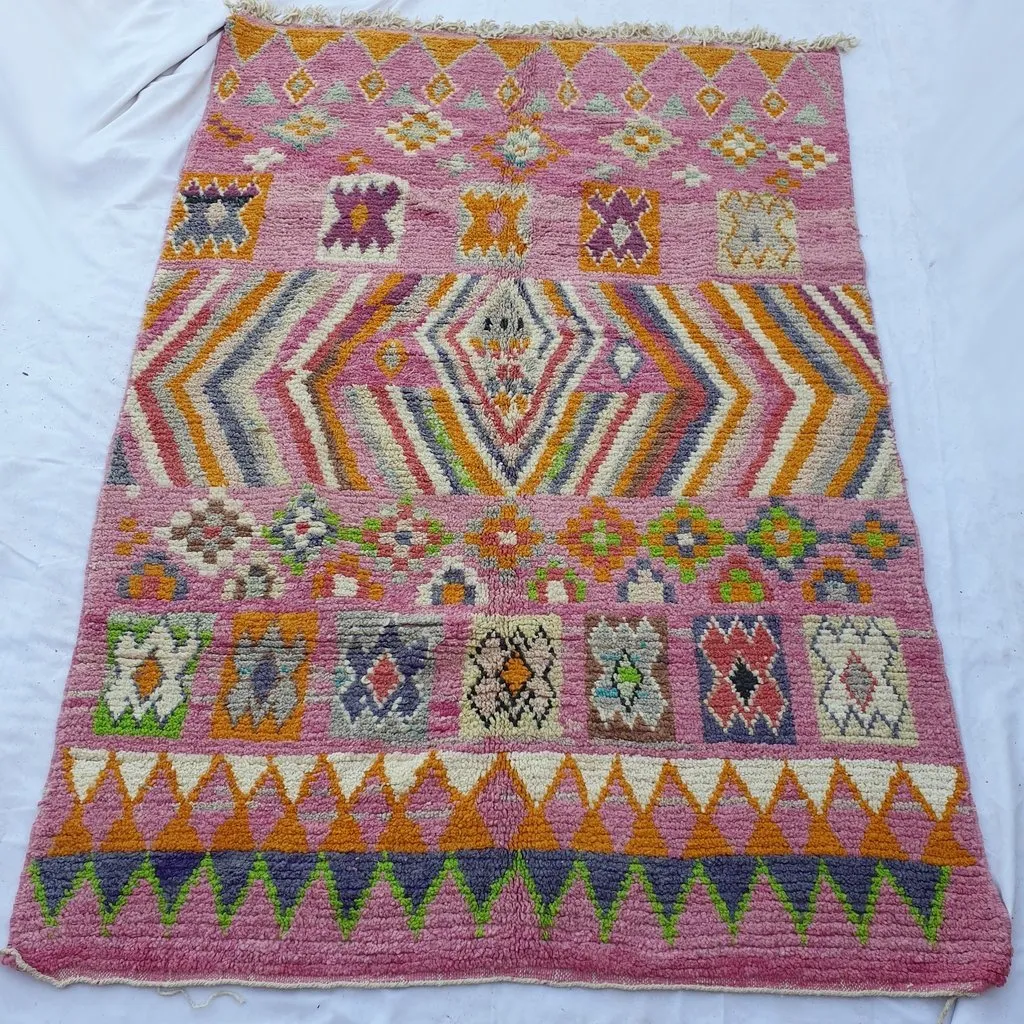 CHNAFO | 9'4x6'4 Ft | 287x194 cm | Moroccan Colorful Rug | 100% wool handmade