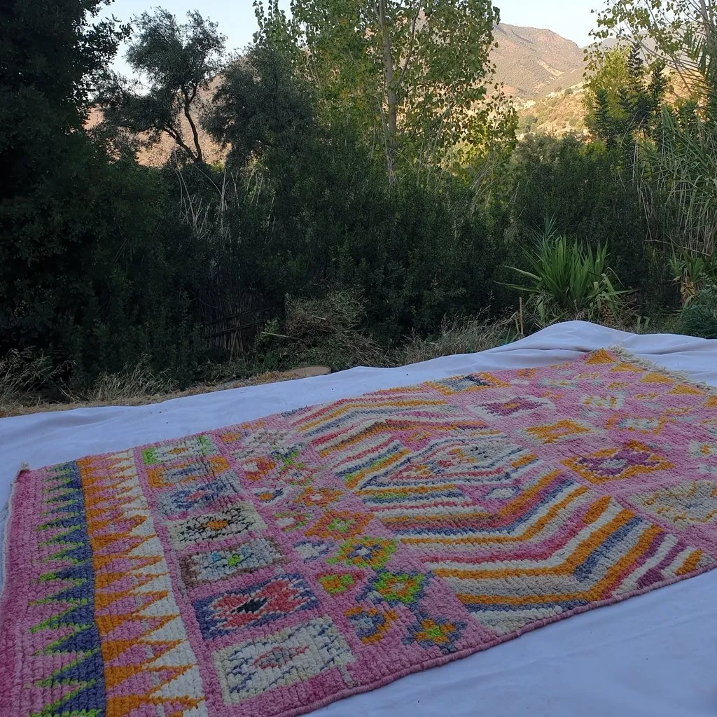 CHNAFO | 9'4x6'4 Ft | 287x194 cm | Moroccan Colorful Rug | 100% wool handmade