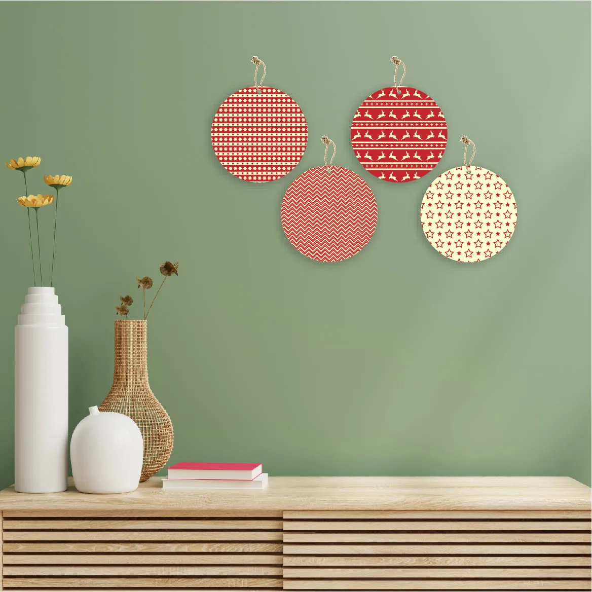 Christmas Theme Wooden Printed Wall Hanging Home House Living Room Décor