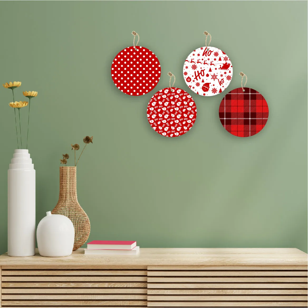Christmas Theme Wooden Printed Wall Hanging Home House Living Room