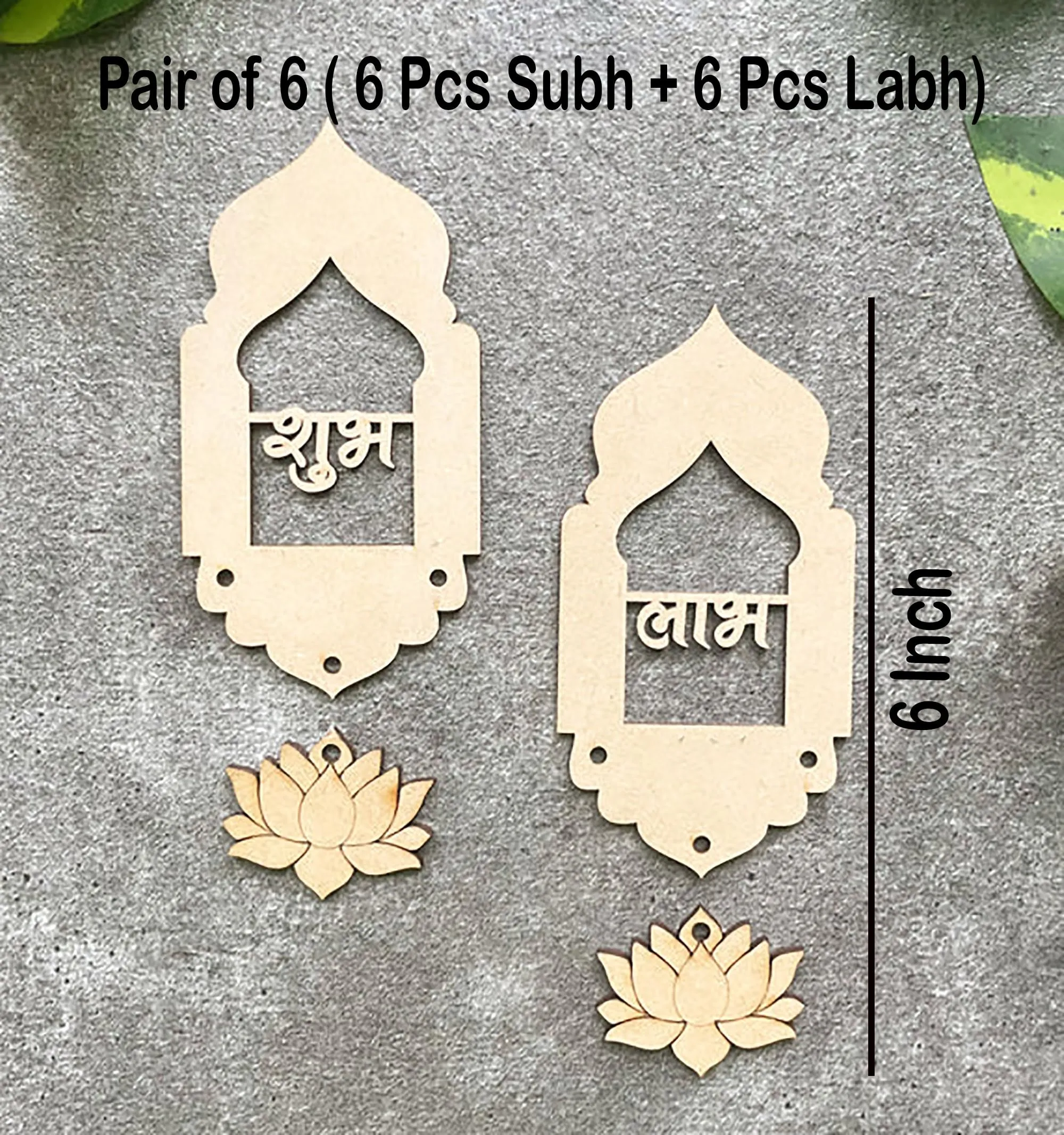 Cliths Shubh Labh Temple Arch Jharokha Design Wooden Cutouts for Diwali Decorations DIY Unfinished
