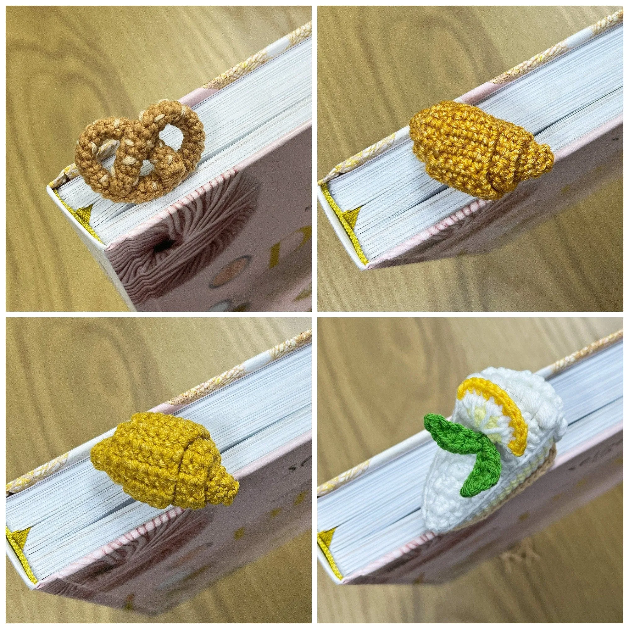 Crochet Pie Slice Bookmark, pattern, US standard terms, Skill level beginner
