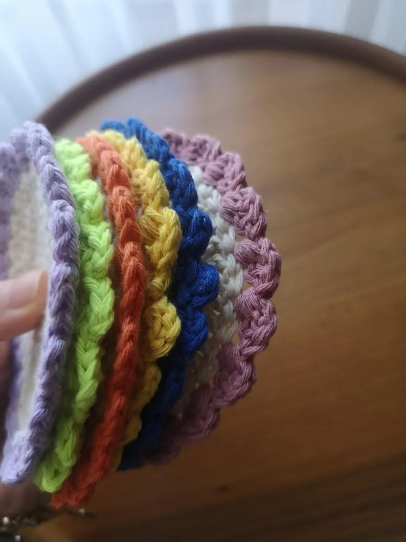 Crochet Sunflower Coaster Cotton Crochet Set of 6 Made to Order Colour Multicolour